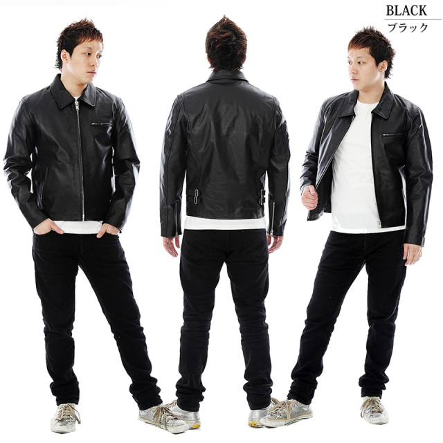 牛革 トラッカージャケット メンズ ブラック S/M/L/LL/3L/4L/ 4716