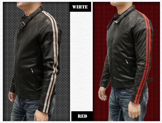 ラム革 シングルライダースジャケット メンズ ブラック/レッド M/ 5145