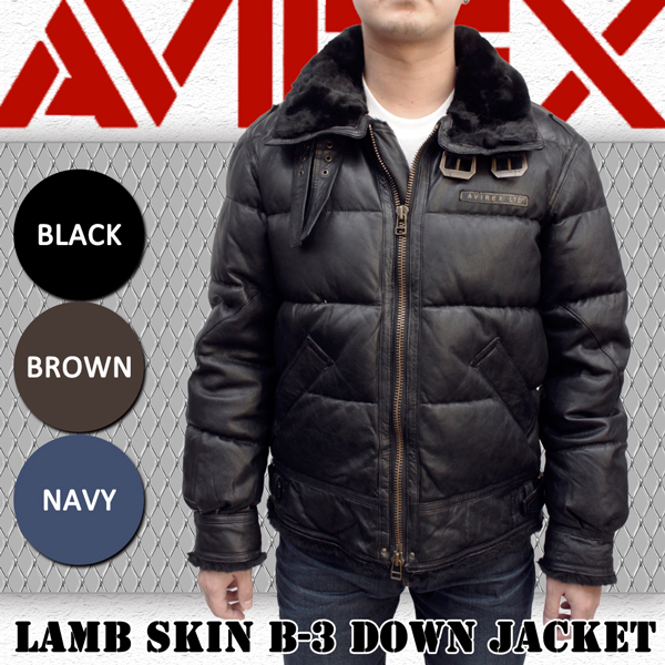 AVIREX メンズ ラムスキン B-3 ダウンジャケット 6131006
