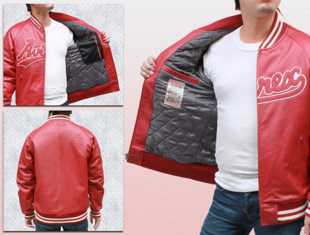 AVIREX/アヴィレックス カウ（牛革）ジップアップ スタジアム レザー