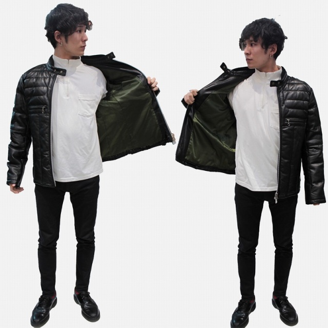 AVIREX アビレックス ラムレザー ダウン ライダースジャケット 6161067