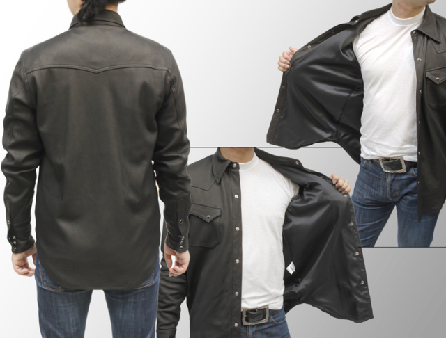 鹿革 長袖シャツ メンズ ホワイト S/M/L/ 7965