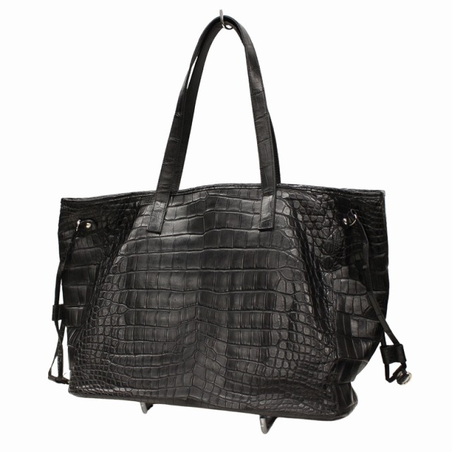 ブラック色 クロコダイル トートバッグ メンズ レディース 本革バッグ