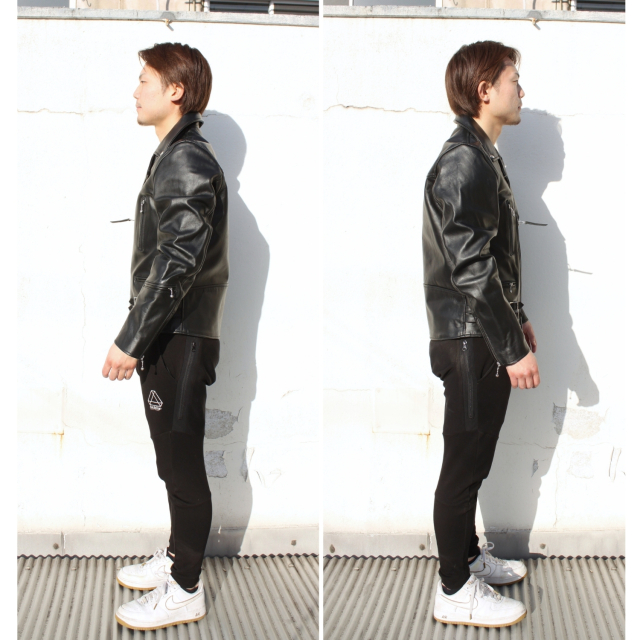 Mo-Laws 牛革 ダブルライダースジャケット UKタイプ メンズ ブラック S