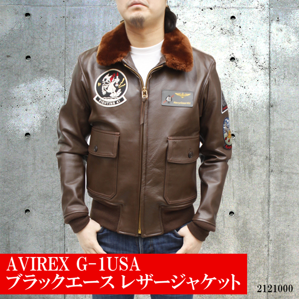 AVIREX 革ジャン メンズ AVIREX G-1USA ブラックエース レザー