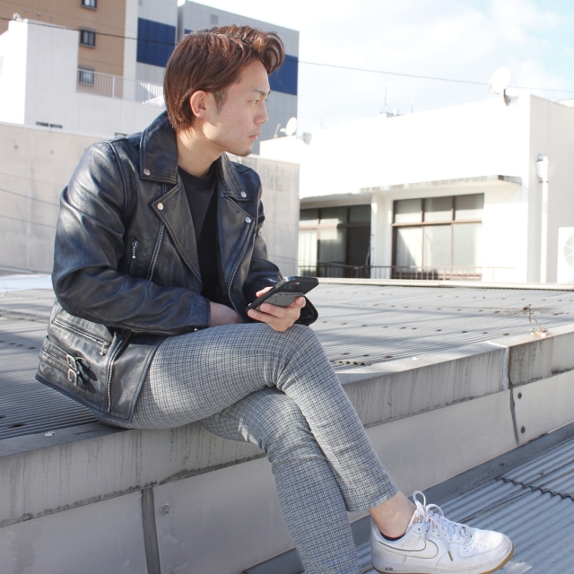 Mo-Laws ラム革 ダブルライダースジャケット UK メンズ ブラック