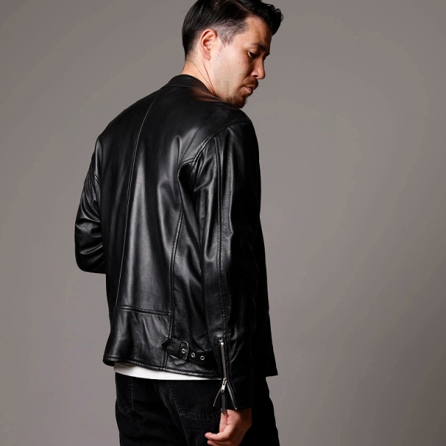 Mo-Laws ラム革 メンズ シングルライダースジャケット M/L/LL/3L/4L/5L