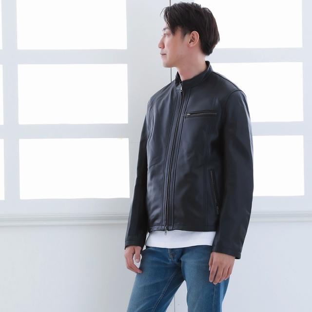 高品質ラムレザー ライダースジャケット メンズ レザージャケット 革