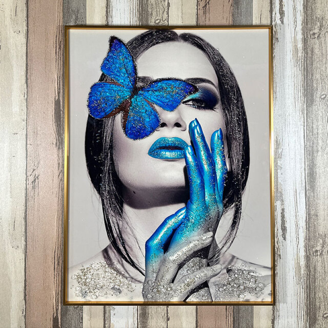 水晶パネル アートパネル 60×80cm 金フレーム付き 女性 クリスタル