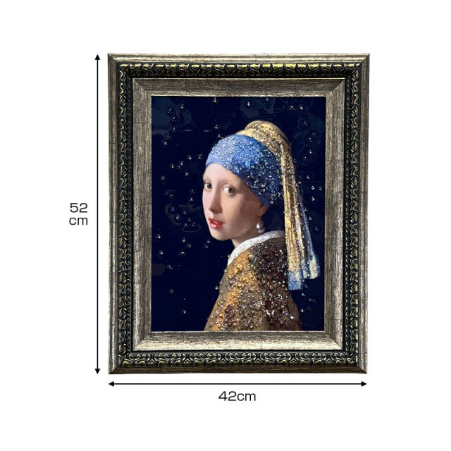 水晶パネル アートパネル 42×52cm 名画 真珠の耳飾りの少女 フレーム