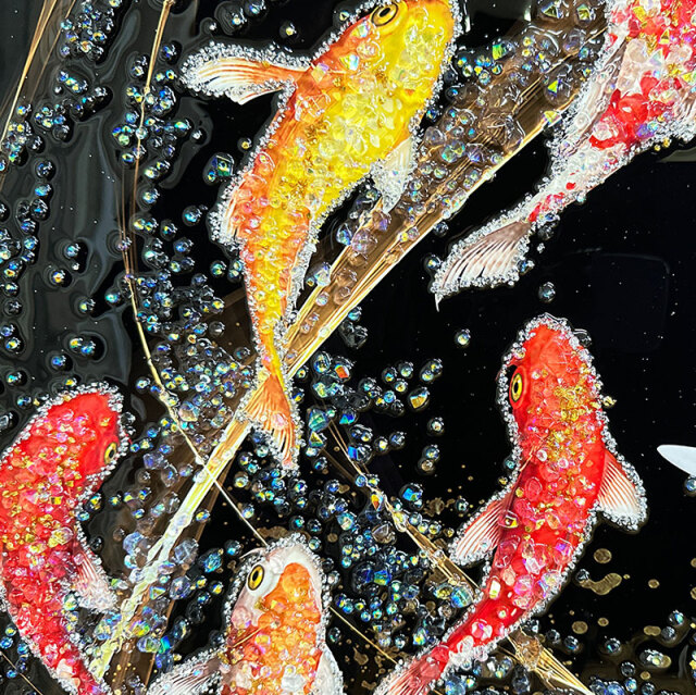 水晶パネル アートパネル 60×80cm 開運画 金フレーム付き クリスタル