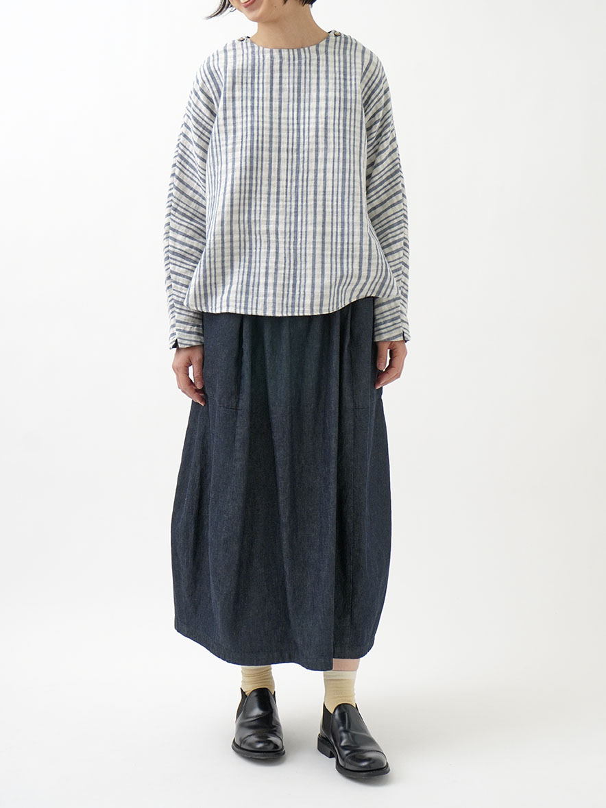 20／－ムラ糸ダンガリーバルーンギャザースカート