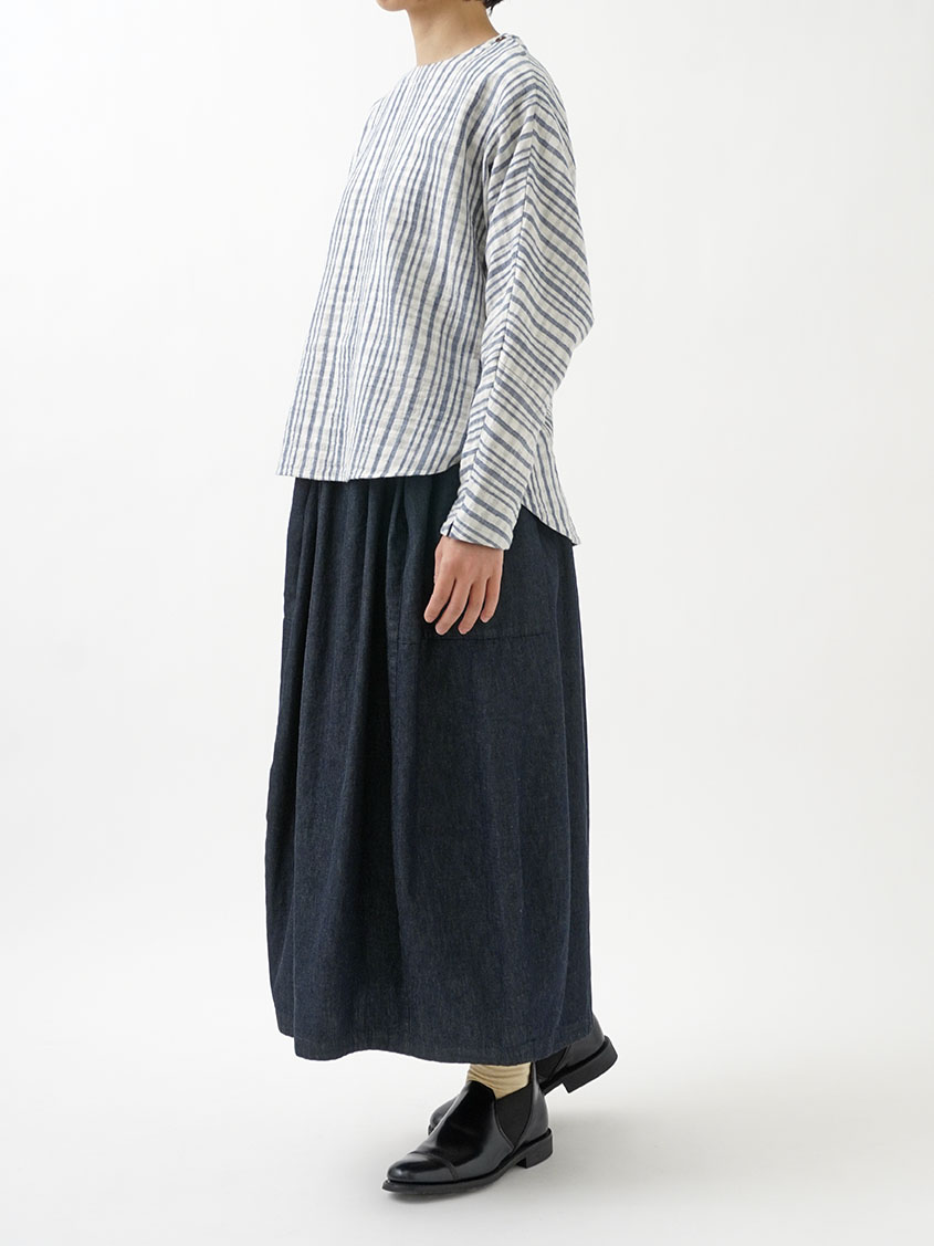 20／－ムラ糸ダンガリーバルーンギャザースカート