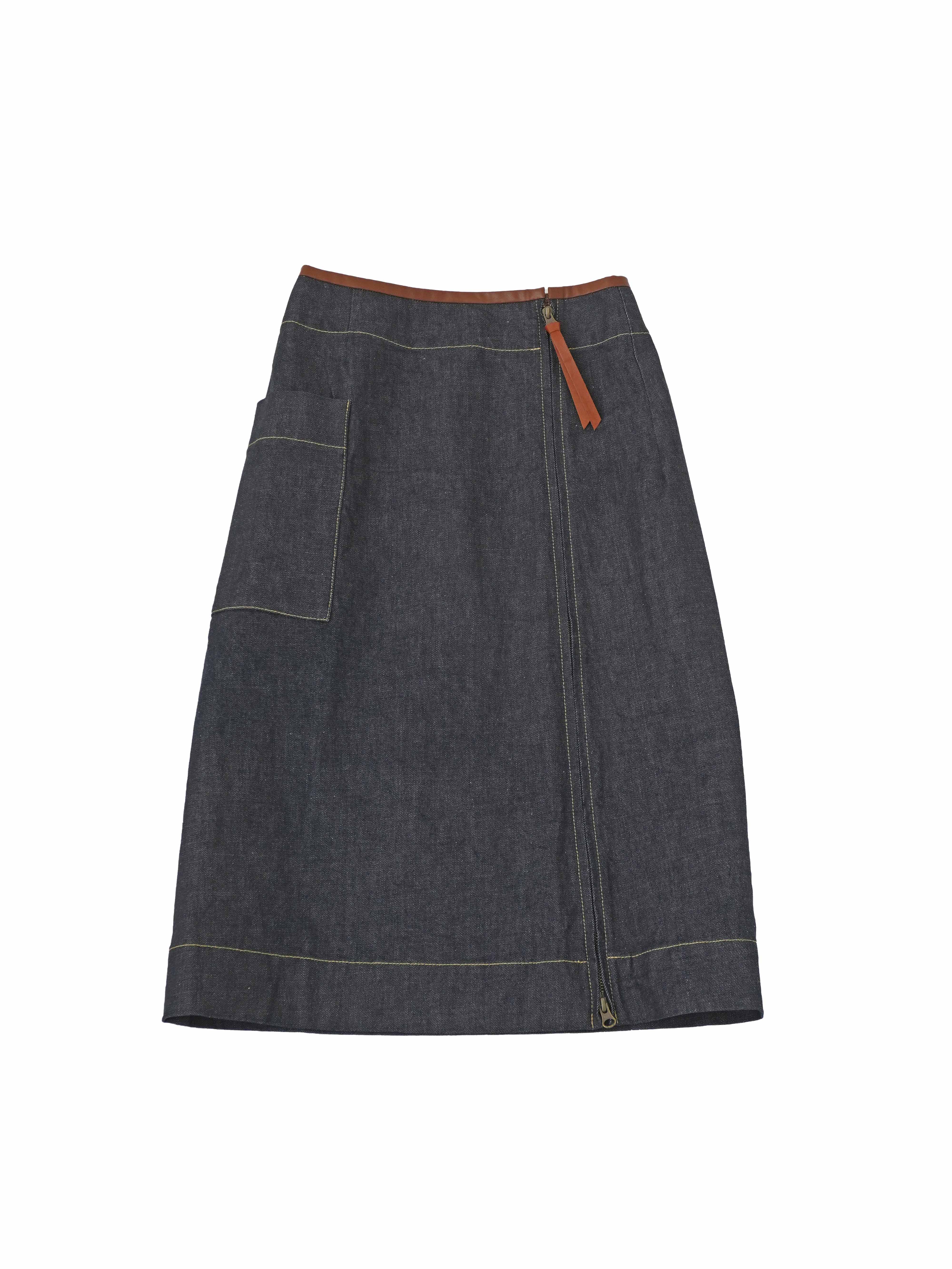 13.5ozストレッチデニムセミタイトスカート