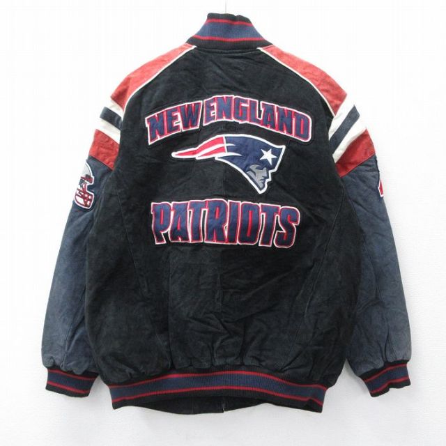 古着通販 XL☆古着 長袖 レザー ジャケット メンズ NFL ニュー