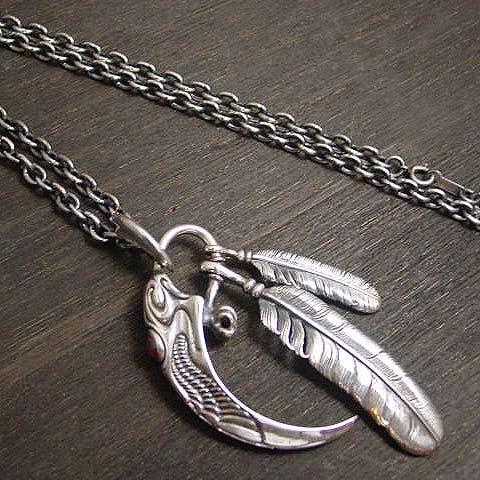 K-SMITH BEADS NECKLACE 【ターコイズメタルトップ＆フェザー】