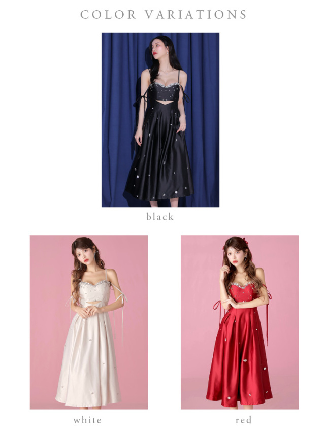 XSサイズあり】ウエストカットマットサテンビジューロングキャバドレス