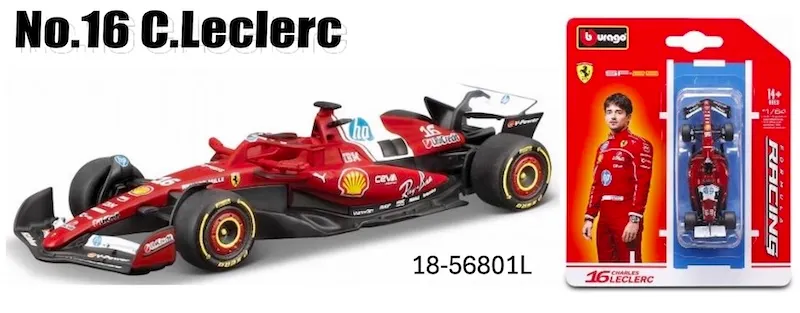 予約] ブラーゴ 1/64 フェラーリ SF-25 2025 No.16 C.ルクレール 18