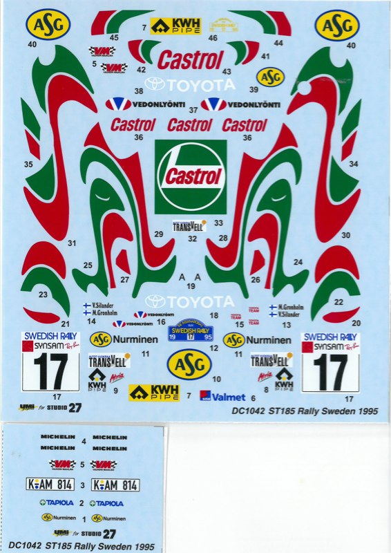 スタジオ27 デカール 1/24 トヨタ セリカ ST185 