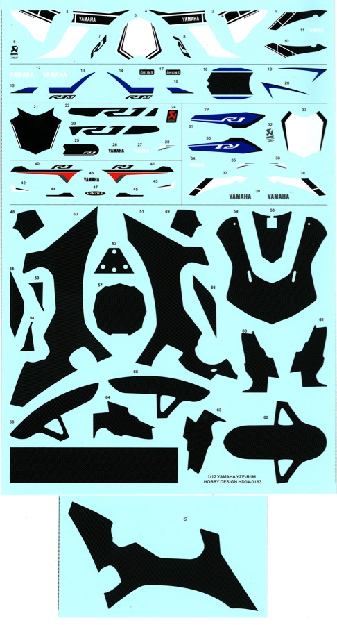 ホビーデザイン 1/12 ヤマハ YZF-R1M デカールセット (タミヤ対応