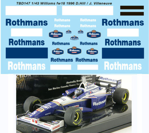 TBデカール 1/43 ウィリアムズ FW18 1996 ロスマンズ タバコデカール