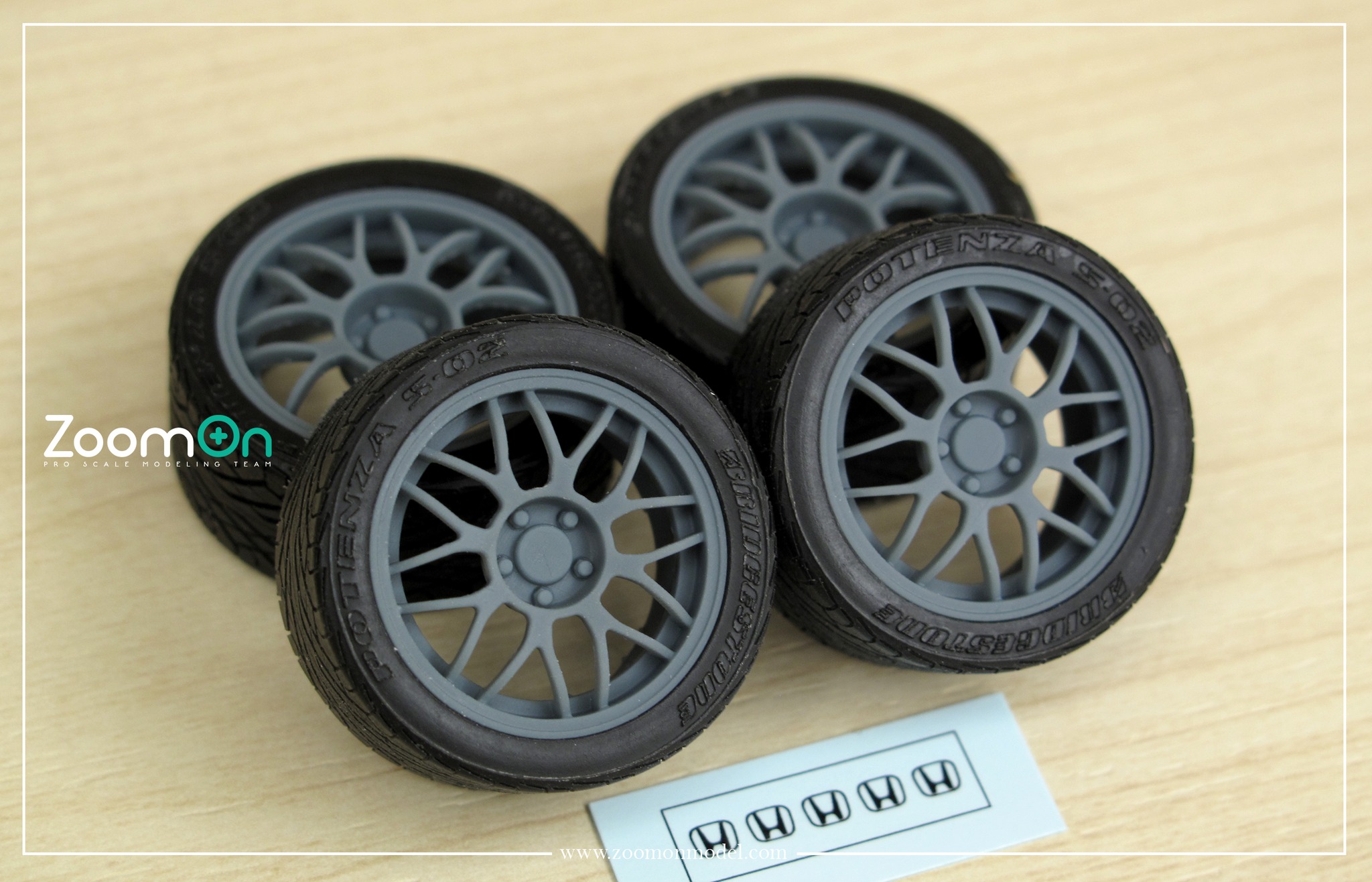 ZoomOn 1/24 NSX タイプ S BBS ホイール タイヤ セット F16インチ R17