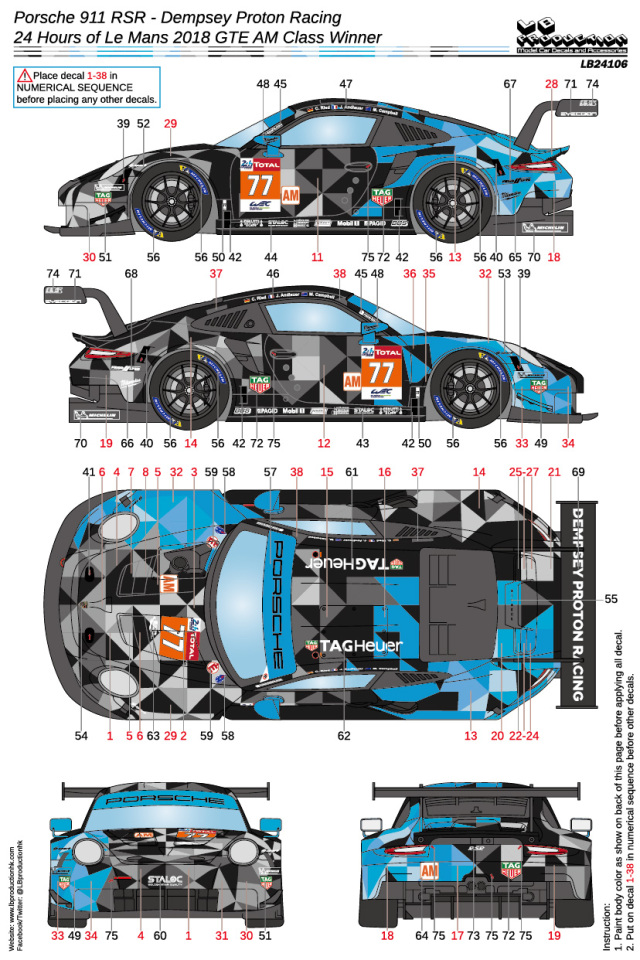 LBプロダクション 1/24 ポルシェ 911 GT3 RSR アートカー ルマン 2019