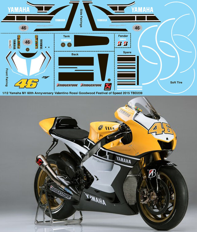 TBデカール 1/12 ヤマハ ヤマハ YZR-M1 セパン テスト 2007 V.ロッシ