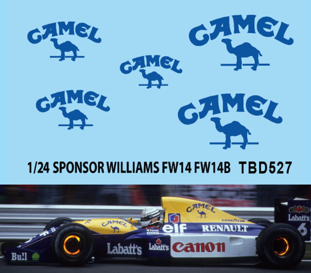 TBデカール 1/24 ウィリアムズ FW14B FW15 FW15C キャメルデカール TBD527