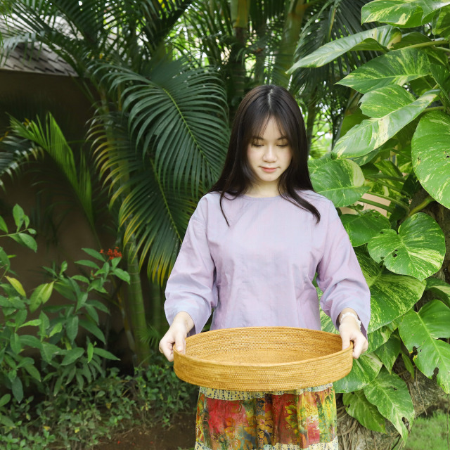 両手で持つお盆Mサイズ (TRY344) Rosily(ロージリー) バリ島 アタかご雑貨