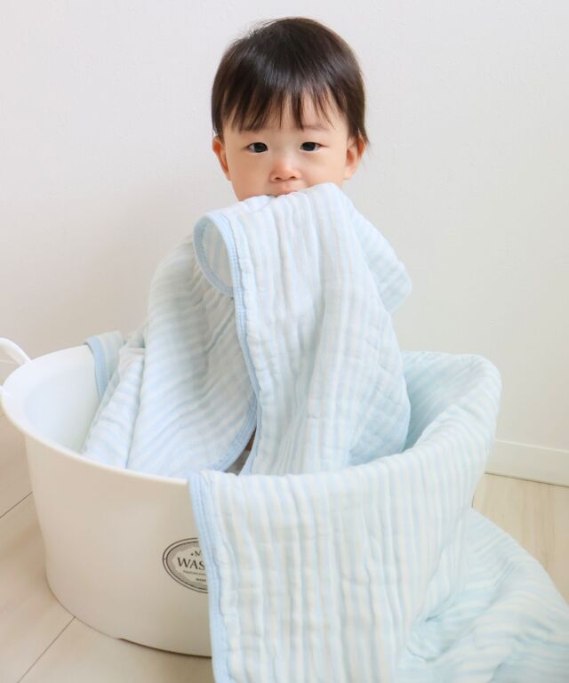 6重ガーゼ バスタオル ボーダー柄 | マタニティウェア・授乳服の