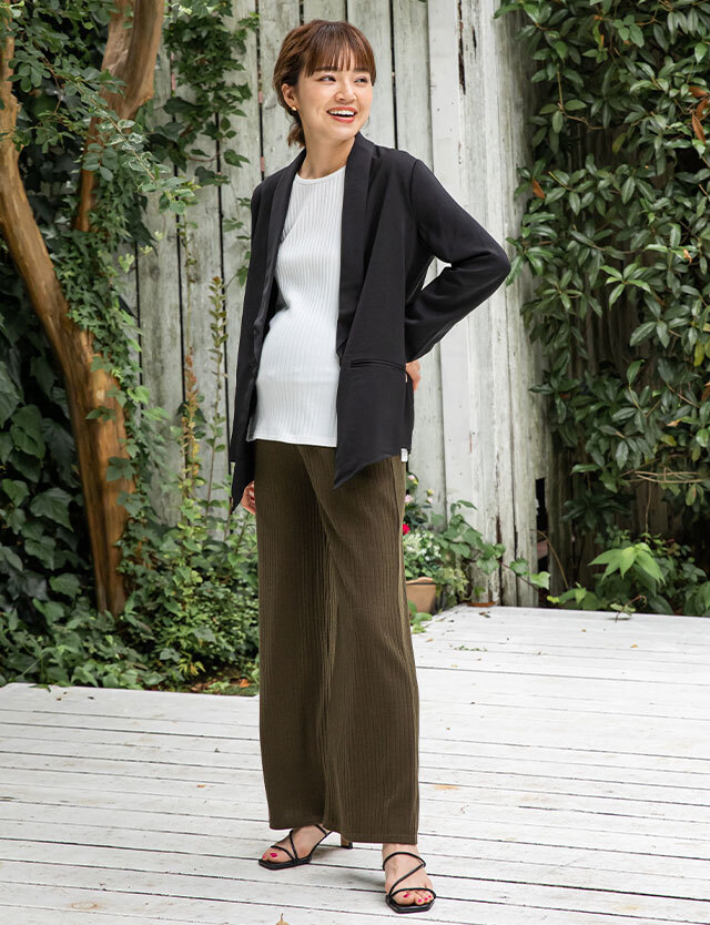 ショールカラー ジャケット ウエストリボン付き オフィス/フォーマル