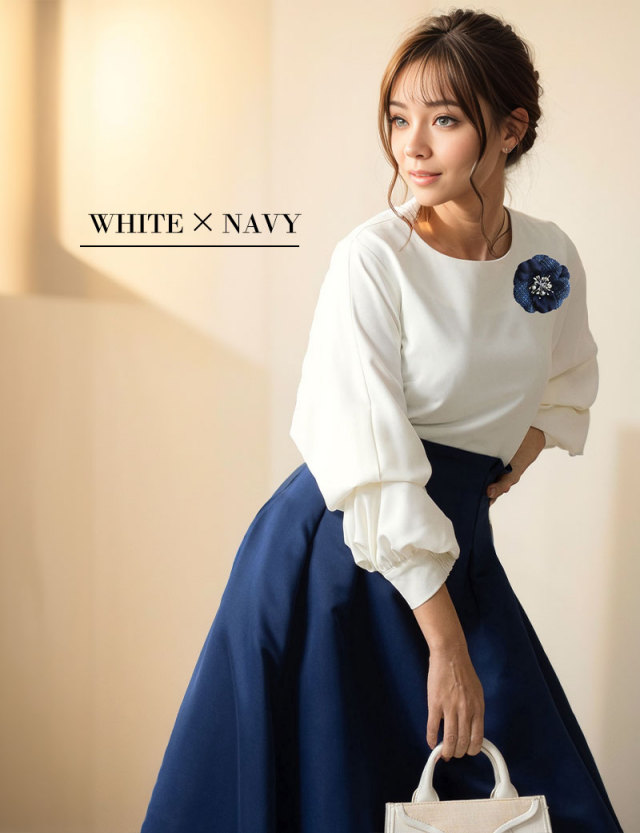 袖2WAYブラウス フレアスカート セット レディース/セットアップ