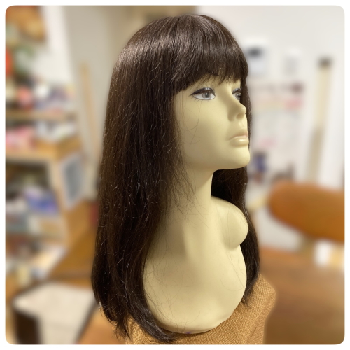 人毛ミックスMIX ウィッグ ロングレイヤー 半手植え製 医療用にも最適