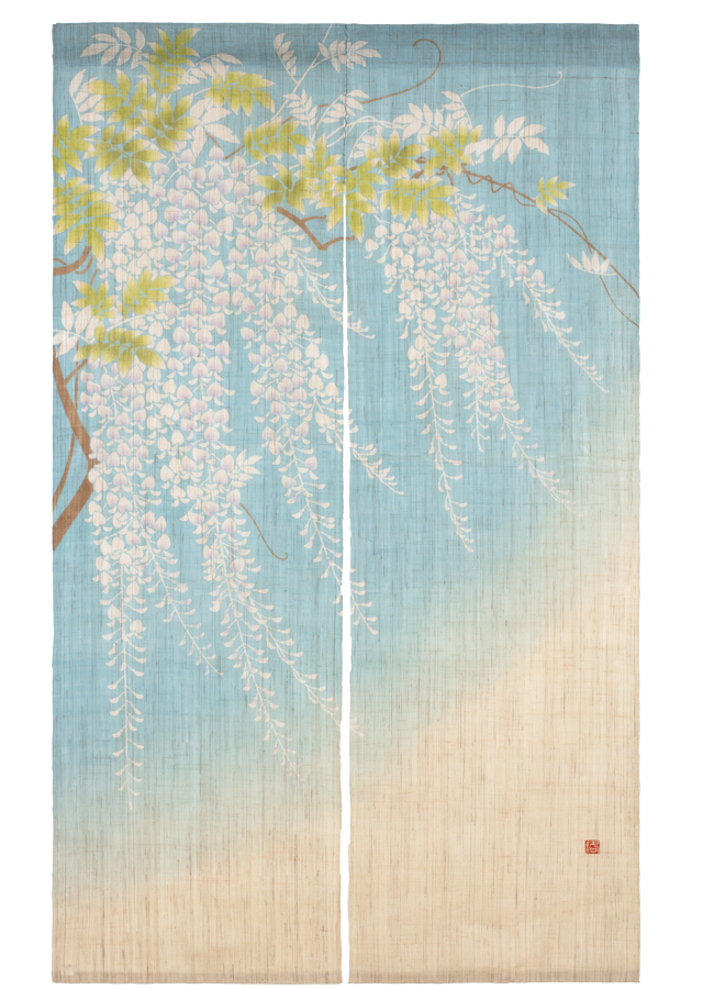 ろうけつ染麻のれん「藤なみ」 [京都洛柿庵オンラインショップ]