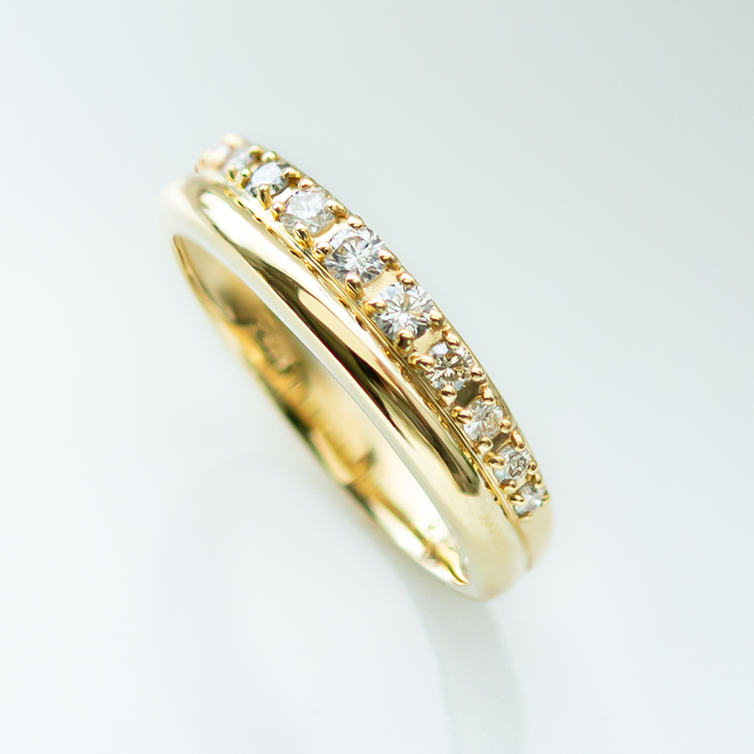 鑑別カード付き】リング K18イエローゴールド ダイヤモンド