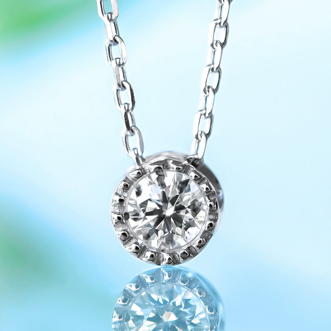 ネックレス K10ホワイトゴールド 一粒ダイヤモンド0.05ct(4月誕生石