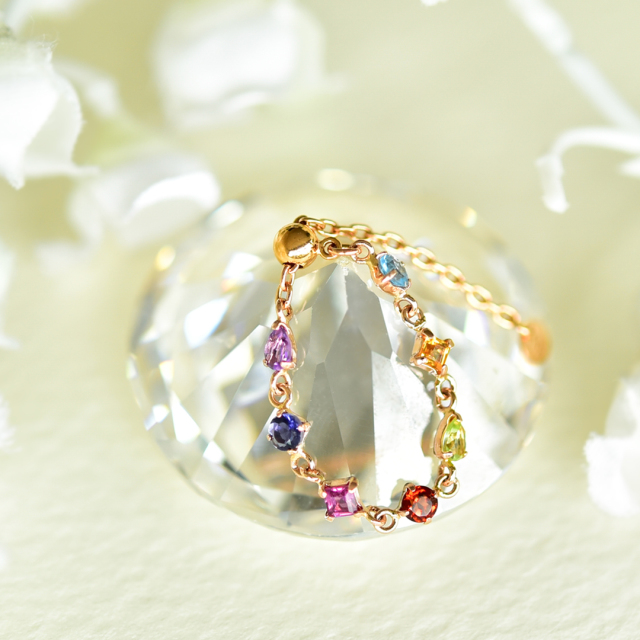 お守りアミュレット♪】リング K10 K18ピンクゴールド マルチカラー