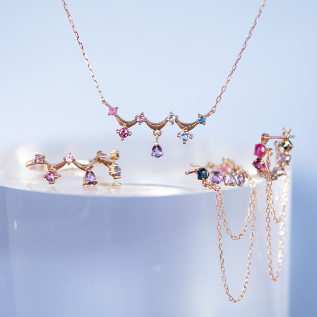 リング K10ピンクゴールド ルビー ロードライトガーネット ピンク