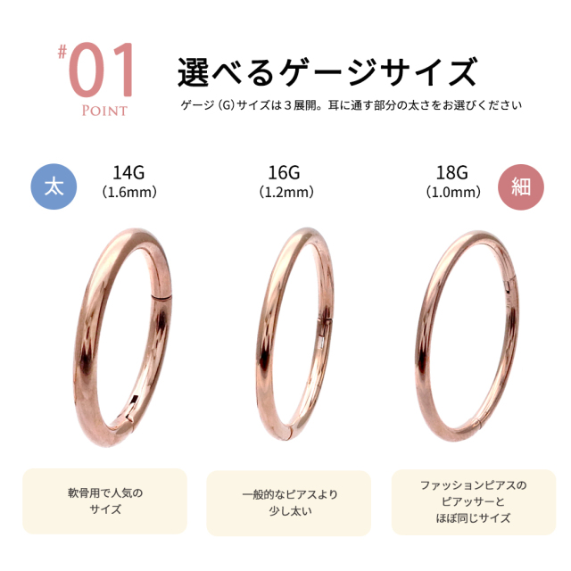 14G16G18G］New女の子カラー♪ 進化版セグメントリング☆ヒンジ付