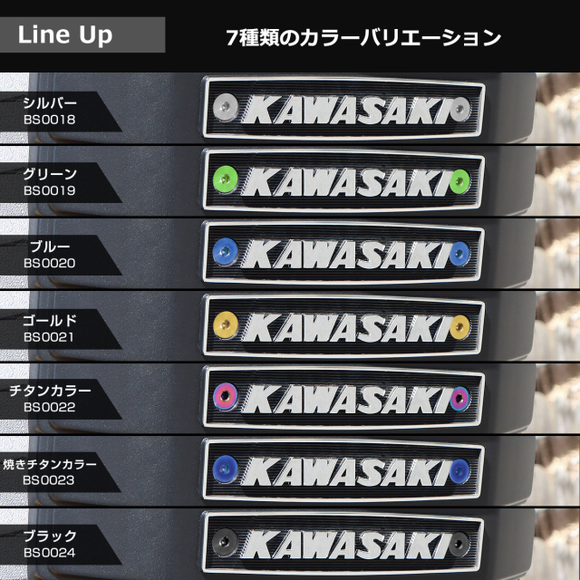 Z900RS 64チタン ドレミフォークカバー用 ボルトセット グリーン BS0019