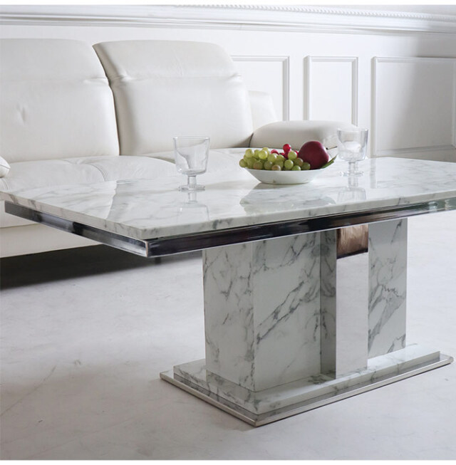 大理石使用 高級センターテーブル 130cm ホワイト｜輸入家具の専門店