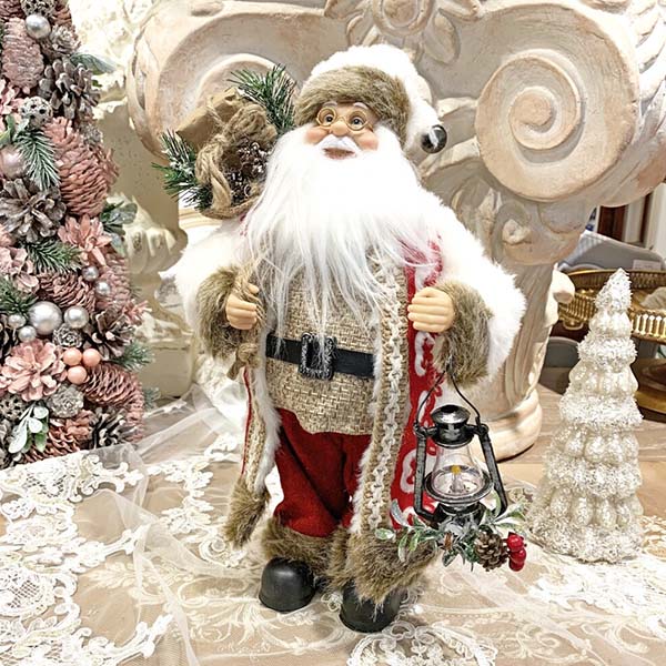 クリスマスサンタクロース(ホワイト＆レッド) 30cm｜Y-KAGU(輸入家具屋