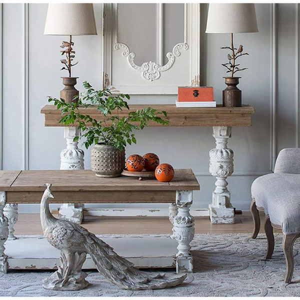 シャビーシック アンティークホワイト コンソールテーブル 幅150cm 長