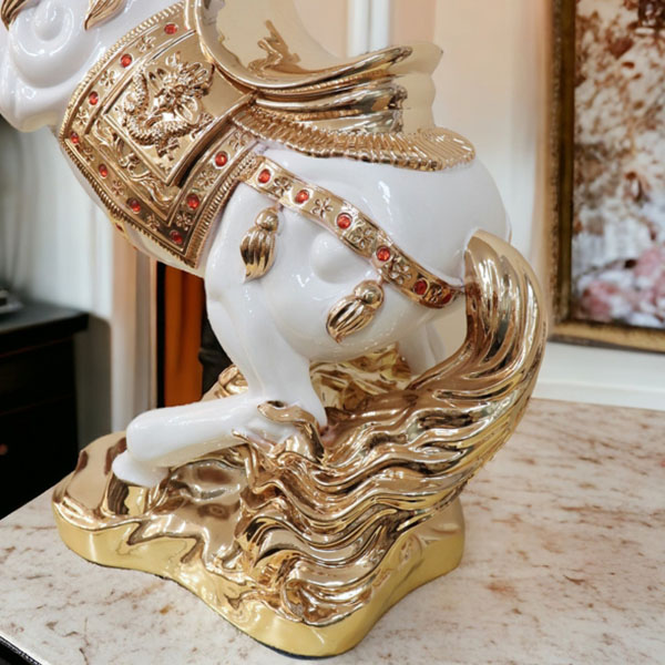 風水・開運インテリア・跳ね馬の置物（立ち馬） Lサイズ （ホワイト