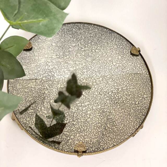 全2色】 真鍮製 アンティーク調 ディスプレイミラートレイ（トレー