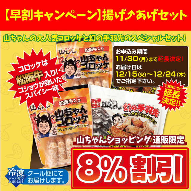 早割キャンペーン】世界の山ちゃん 揚げ↑あげセット【冷凍】