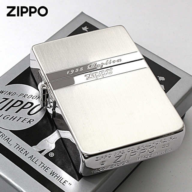 Zippo ジッポー 1935レプリカ ミラーライン 銀メッキ サテーナ SV