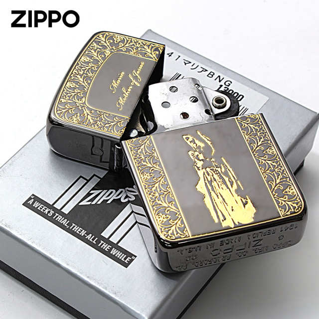 Zippo ジッポー 1941レプリカ マリア 聖母 ブラックニッケル 金サシ