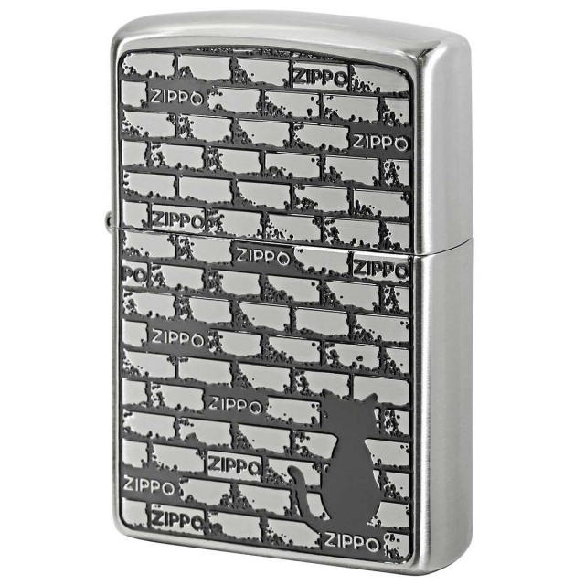 Zippo ジッポー ねこ 猫 レンガ 壁 ブリックキャット シルバー BRICK